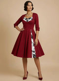 Vestido corto burdeo pin-up vintage, escote corazón