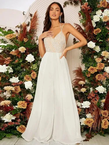 Entero Jumpsuit Mono Fiesta Forrado Novia Espalda El 134