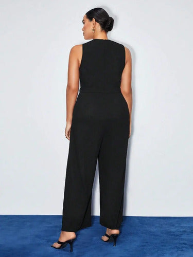 Entero Jumpsuit Mono Negro Talla Grande Sin Cinturón Vg 214