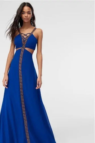 Vestido De Fiesta Largo Graduación Crop Top Td 29 Azul 40
