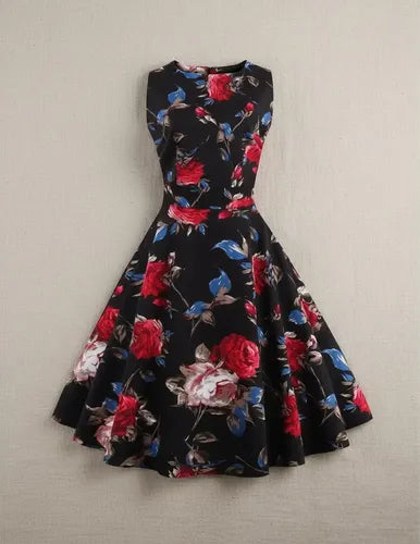 Vestido Vintage Pin Up, Negro Años 50,  Va 193