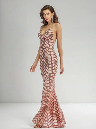 Vestido Mujer Largo Fiesta Lentejuelas Ep 142