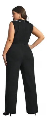 Entero Jumpsuit Talla Grande Escote Cruzado Sin Manga Vg 217