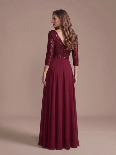 Vestido evasé largo al tobillo de gasa
