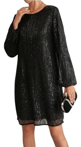 Vestido Negro Fiesta Lentejuelas