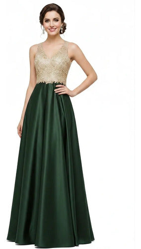 Vestido largo de fiesta en satín halter