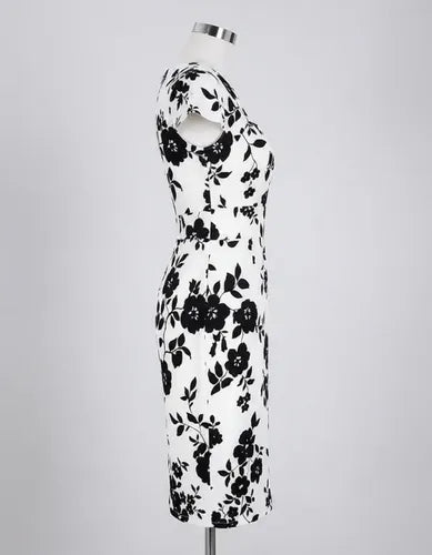 Vestido Blanco Con Flores Negros Gk 14 Blanco 6