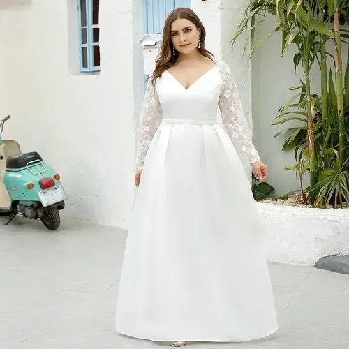 Vestido Novia Largo Blanco Talla Grande Ne 19
