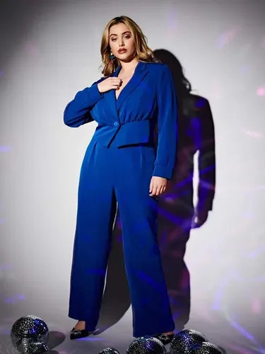 Conjunto 2 Piezas Pantalón Blazer Entero Talla Grande Vg 209 Azul Xl