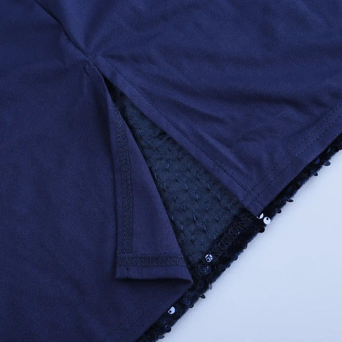 Vestido Fiesta Lentejuela Talla Grande Azul Negro Vg 78