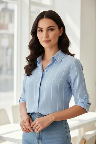 Blusa Mujer Con Mangas Td 35 Celeste 40