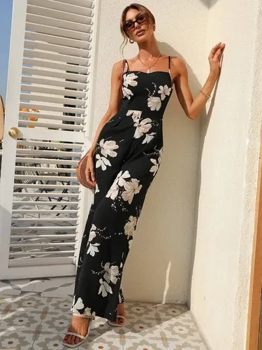 Entero Jumpsuit Enterito Mono Estampado Pierna Ancha El 77 Azul M