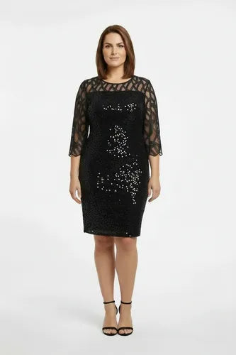 Vestido midi multicolor lentejuelas talla grande