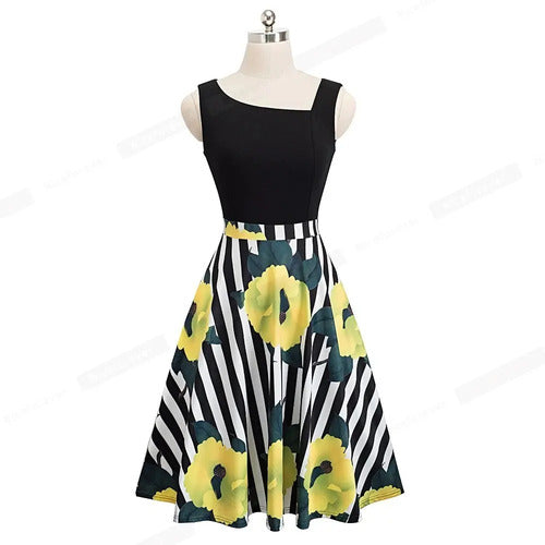 Vestido Estampado Floral Acampanado Va 460