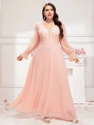 Vestido Fiesta Largo Matrimonio Talla Grande Ep 431