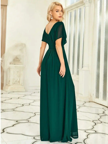 Vestido Fiesta Largo Gasa  Manga  Ep 189c