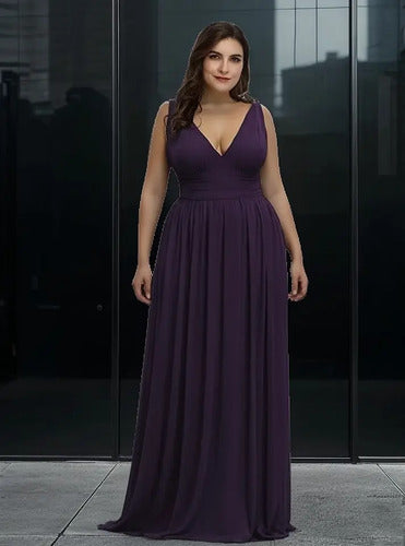 Vestido Fiesta Graduación Gasa Forrado Talla Grande Ep 07