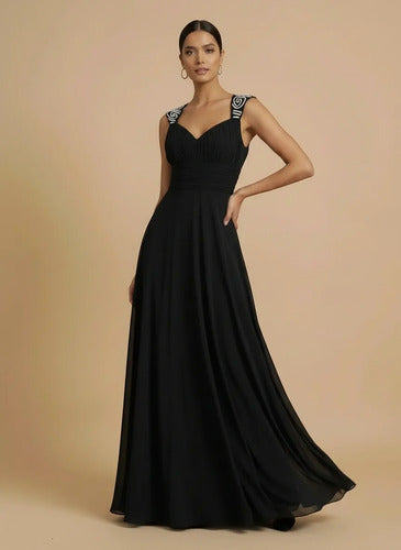 Vestido largo evasé hombros descubiertos