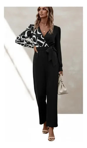 Entero Jumpsuit Mono Manga Larga Fiesta  El 130 Negro S