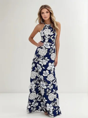Vestido Azul Maxi Largo Bohemio Playero Vd 83