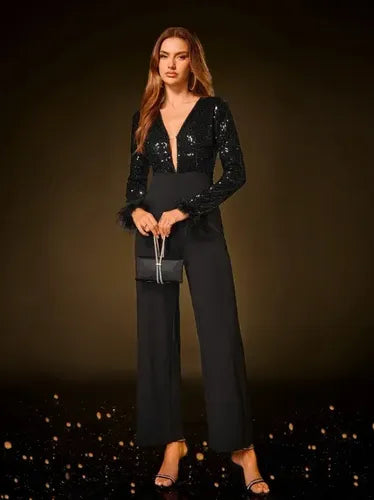 Entero Jumpsuit Mono Fiesta Manga Larga Puño Peludo El 136 Negro S