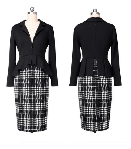 Vestido Negro Peplum Oficina Cóctel Va 334
