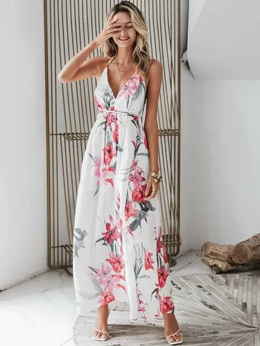 Vestido Maxi Largo Bohemio Cruzado Con Abertura  Vd 96