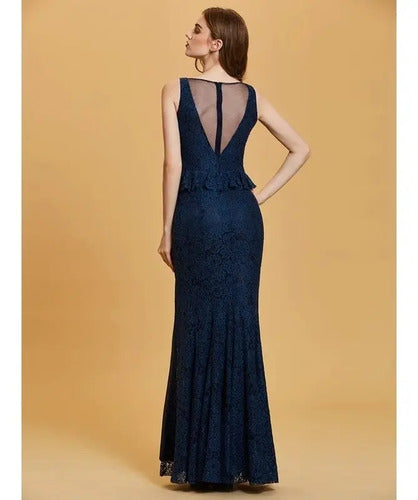 Vestido De Fiesta Largo Peplum Encaje Ep 231