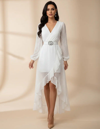 Vestido Fiesta Graduación Transparencia Sin Cinturón Va 464