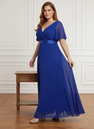 Vestido evasé largo al tobillo burdeo talla grande