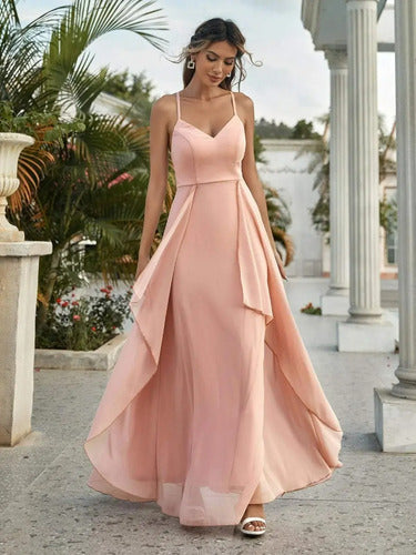 Vestido Fiesta Largo Dama De Honor Graduación Ep 434