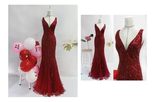 Vestido Fiesta Lentejuela Sirena Tul Ep 143c