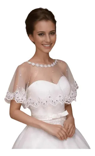 Capita Bolero Novia Tapado Chal Cazadora Bordado Boda Bb 11 Marfil Única