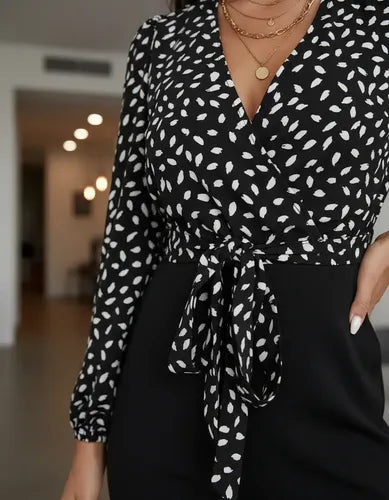 Entero Jumpsuit Mono Negro Fiesta Escote Cruzado  El 110 Negro M