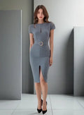 Vestido Bodycon Coctel Oficina Hq 08 Azul M