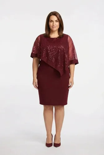 Vestido tubo manga capa talla grande