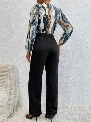 Entero Jumpsuit Mono Fiesta Estampado Escote Cruzado El 138 Negro M