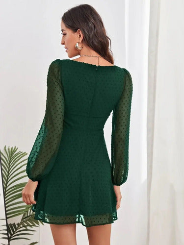 Vestido Escote Cuadrado Entallado Acampanado Va 479