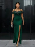 Vestido Fiesta Largo Matrimonio Verde Lentejuela Ep 419