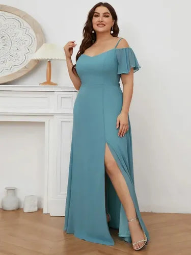 Vestido Fiesta Largo Talla Grande Hombros Descubierto Ep 198