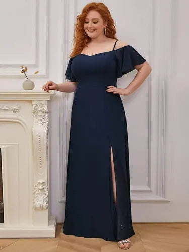 Vestido Fiesta Largo Talla Grande Hombros Descubierto Ep 198