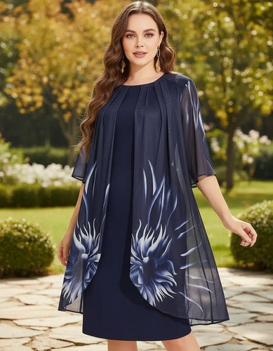 Vestido Fiesta Talla Grande  Negro Vg 48
