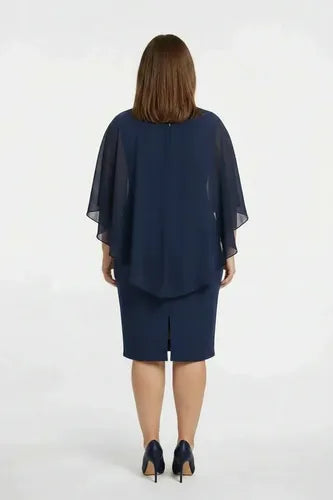 Vestido midi manga capa talla grande