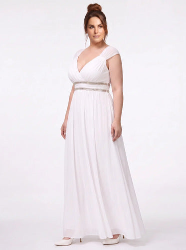 Vestido largo de novia talla grande gasa evasé