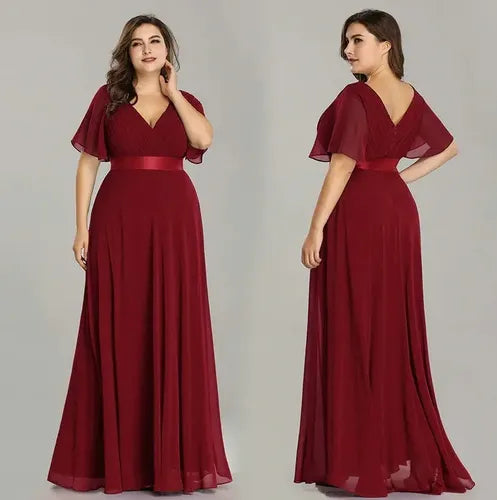 Vestido Fiesta Largo Burdeo Azul Talla Grande 18 20 22 Ep 16