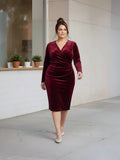 Vestido corto burdeo terciopelo, talla grande
