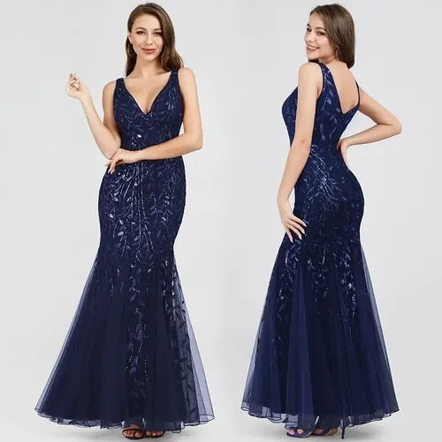 Vestido Fiesta Lentejuela Sirena Tul Ep 143c