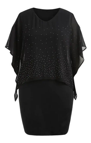 Vestido Fiesta Talla Grande Negro Modelo Vg 53 Negro L