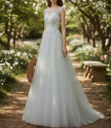 Vestido De Novia Floral Lentejuelas Nf 08