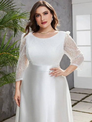 Vestido Novia Largo Blanco Talla Grande Ns 09 Blanco 4xl